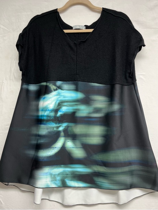 Tops - Oldhouse Abstract Motion Print Tunic Lagenlook Top/ dress Artsy, indie Sleaze